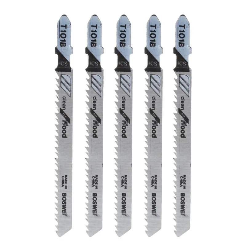 

5 Pcs T101B HCS 100mm Jigsaw Blade Clean For Wood T-Shank Jig Saw Blades