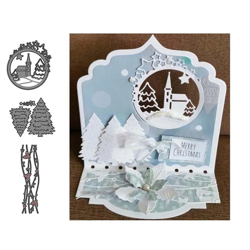 Веселая Рождественская елка Металлические трафареты для пресс формы Набор