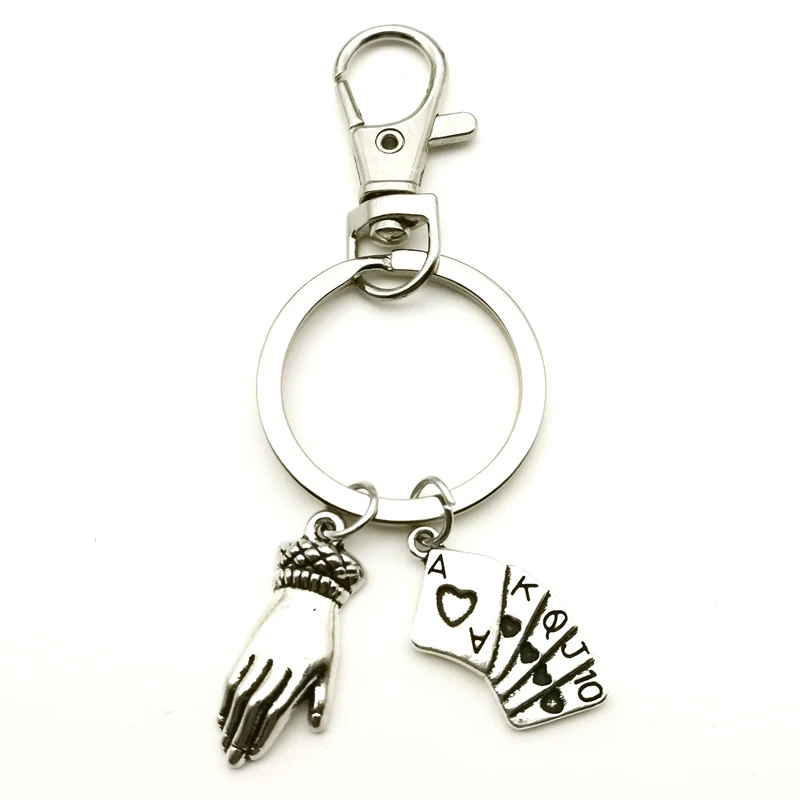 Красивое модное кольцо для ключей с игральной картой ювелирное изделие