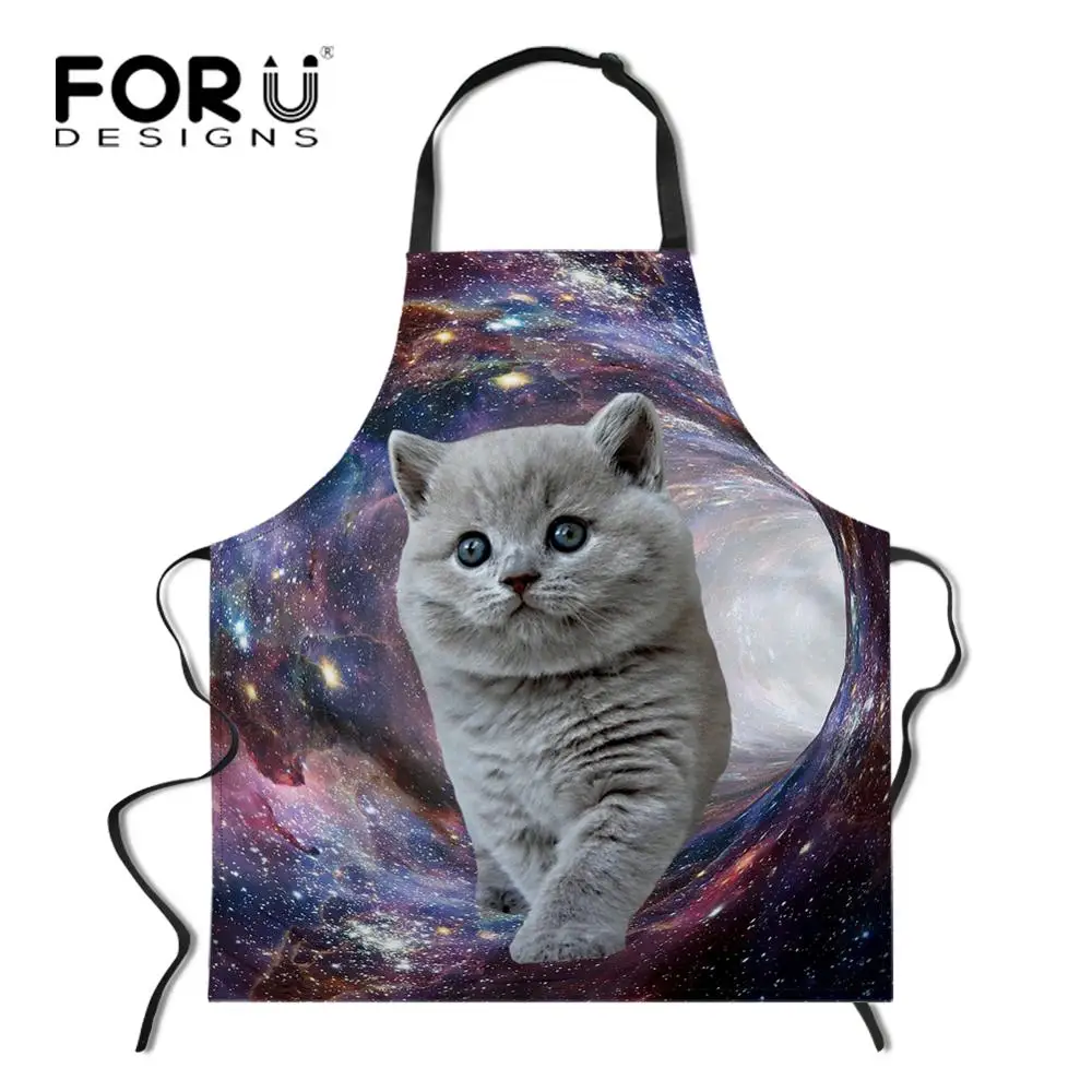 YY0765R FORUDESIGNS/Космический Galaxy Cat кухонный фартук в стиле унисекс Регулируемый поварский фартук без рукавов для приготовления барбекю - Цвет: YY0765R