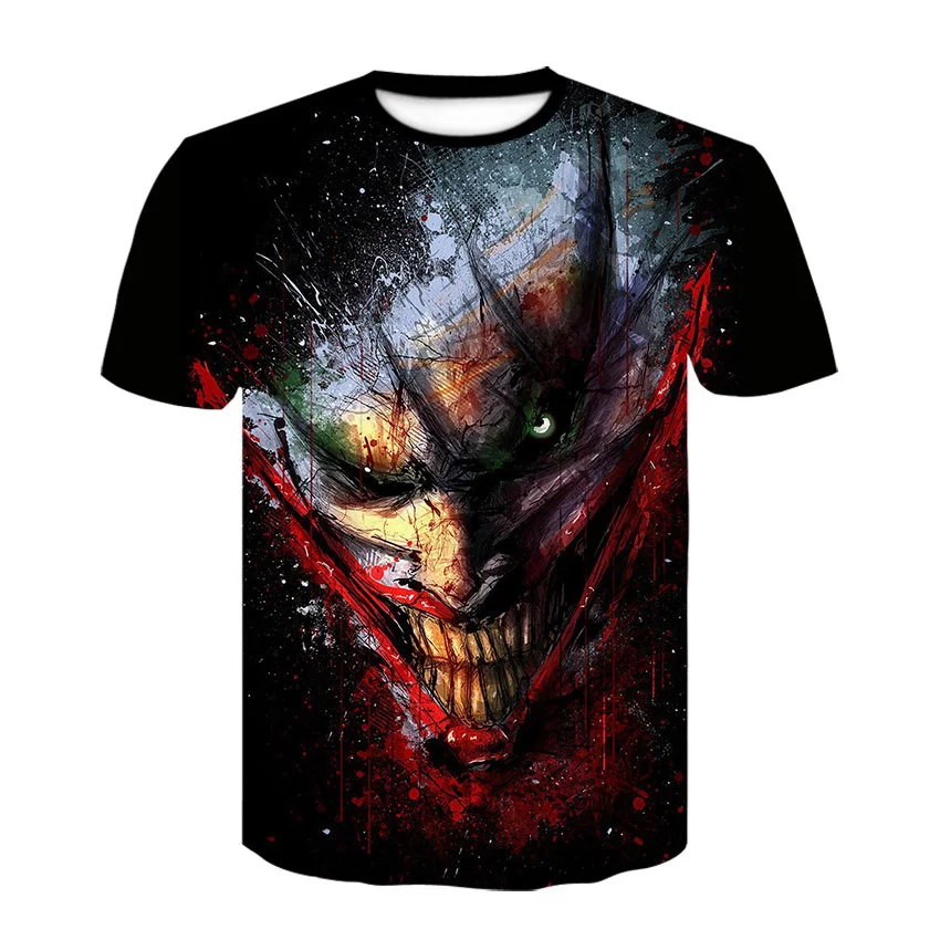 

Skull 3D Print Men Tshirt Horror Movie Chucky T Shirts Joker Hip Hop Tshirt It Clown Boy Girl Children Tops Cool Tees Streetwear