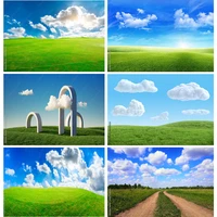 natural landscape photography props green grass and blue sky with white clouds photo background studio props 211223 kkll 05
