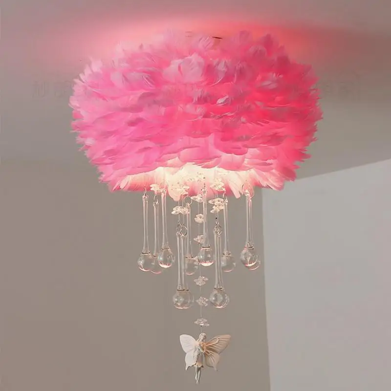 Потолочный светильник с теплым пером для спальни современные светодиодные