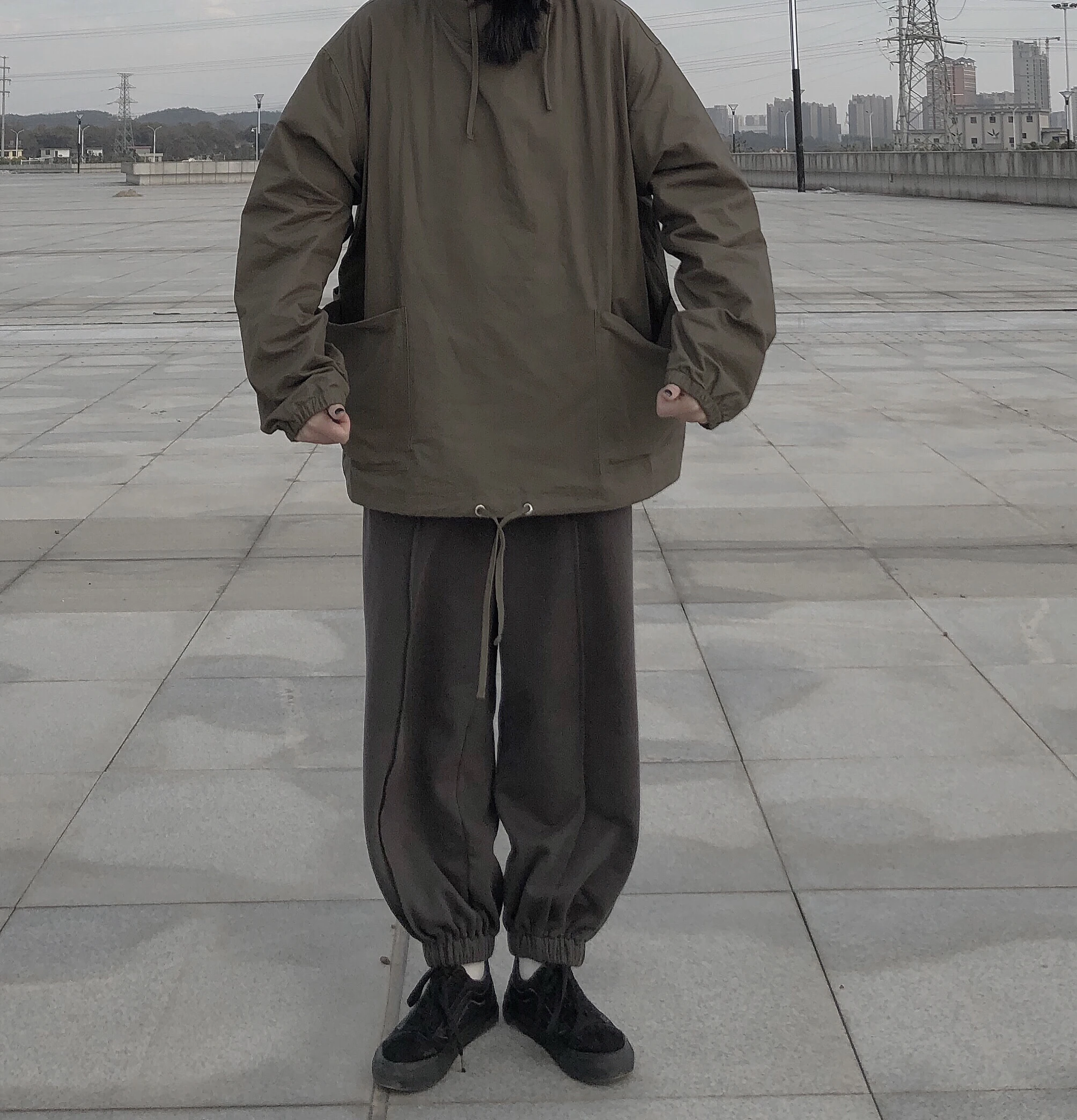 

Winter Korean street dark Harajuku BF style hip-hop tooling hooded hooded pullover women's windbreaker trend