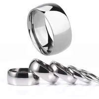 high quality 4mm 6mm 8mm 12mm titanium stainless steel pure dome high polished ring for women men party wedding jewelry