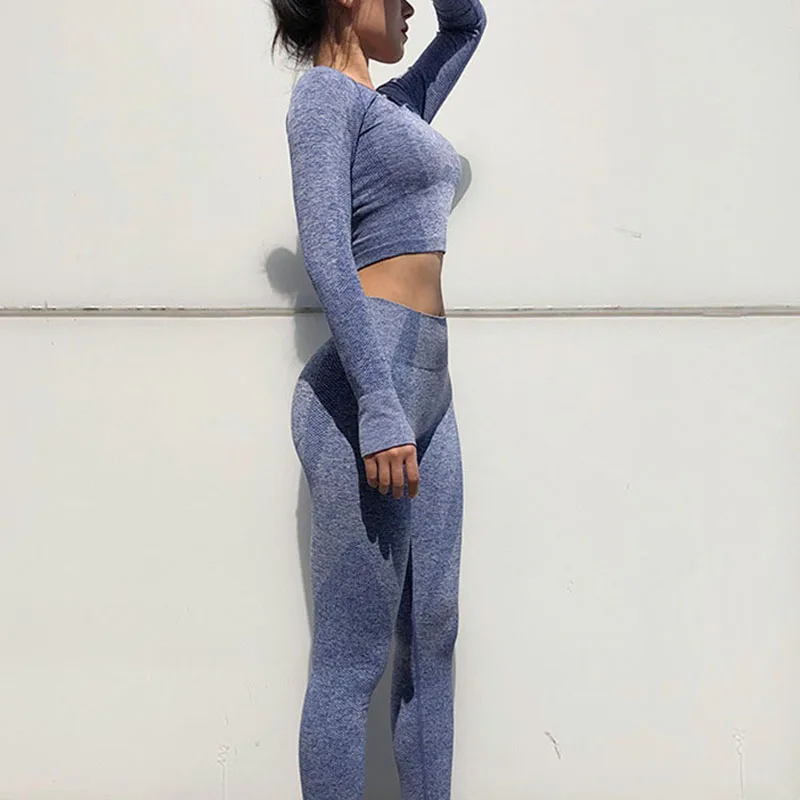 Tall waist Two-piece Fitness Raise one's buttocks Yoga movement female |