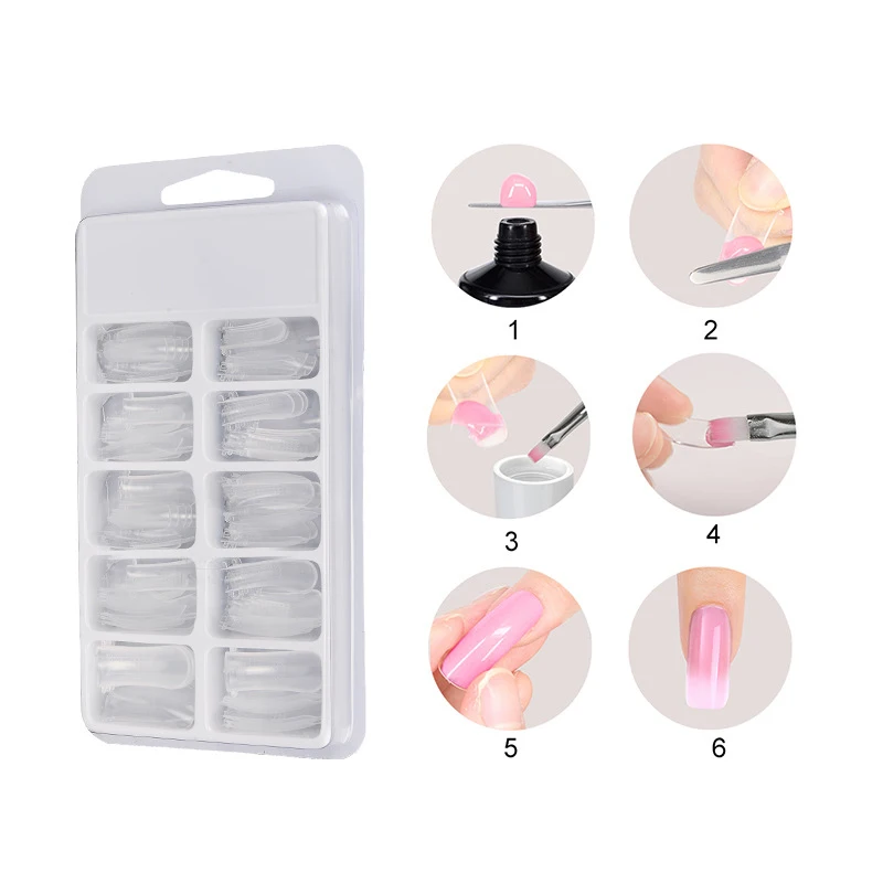 100 шт прозрачное полное покрытие формы для ногтей наращивание накладные ногти