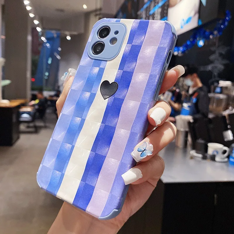 

5D Bright Face for IPhone 12 Pro Max Mini 11 Protection Fine Hole Rainbow Love Protective Case for IPhone 8 7 X XS XR Plus