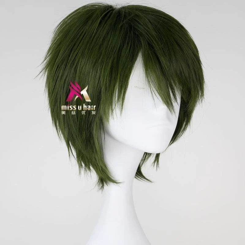 Japanese Anime kurokos basket Green wig kuroko no basuke Midorima Shintaro green straight Comic role play hair + cap |