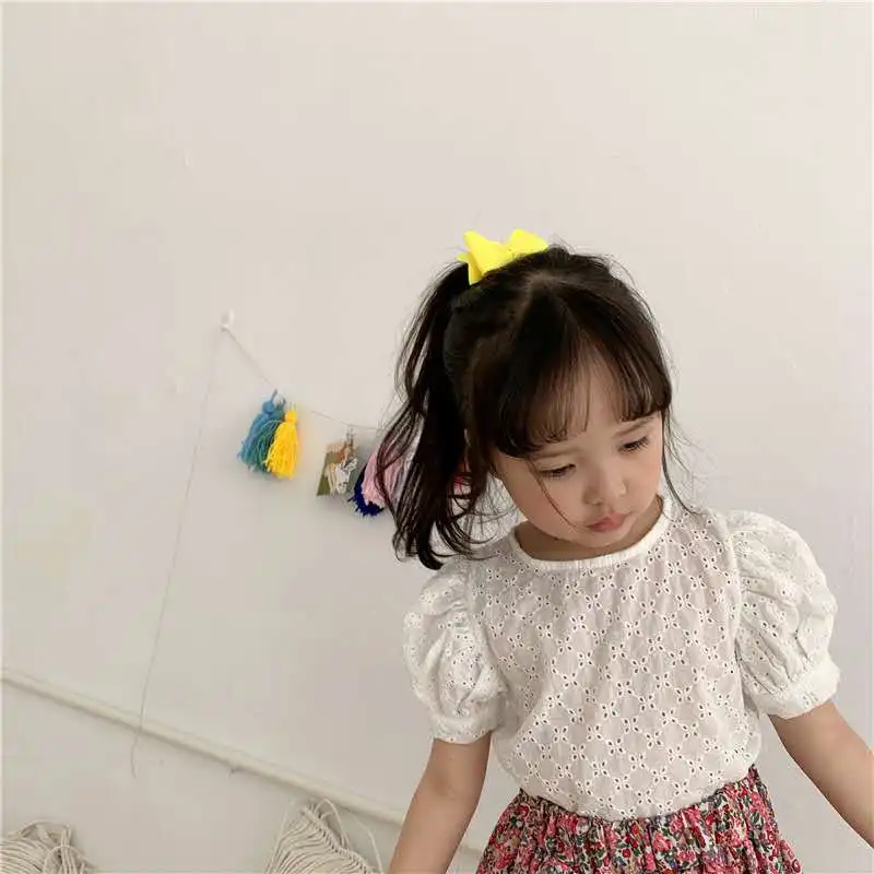 Летняя коллекция 2020 года корейские рубашки для девочек с вырезами хлопковый топ