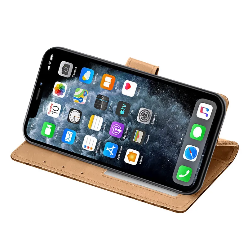 Кожаный чехол-кошелек для iPhone 7 8 Plus модный леопардовый чехол-книжка 11 Pro XS Max X XR 6 6s