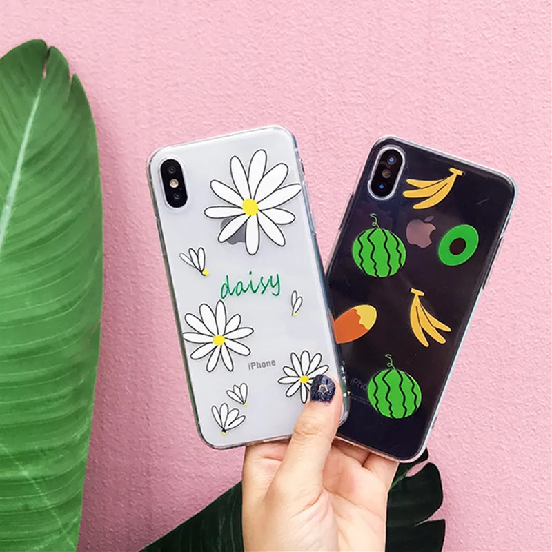 Летние цветы Фрукты Арбуз Шаблон чехол для телефона coque iphone 7 plus 8 6s прозрачный ТПУ