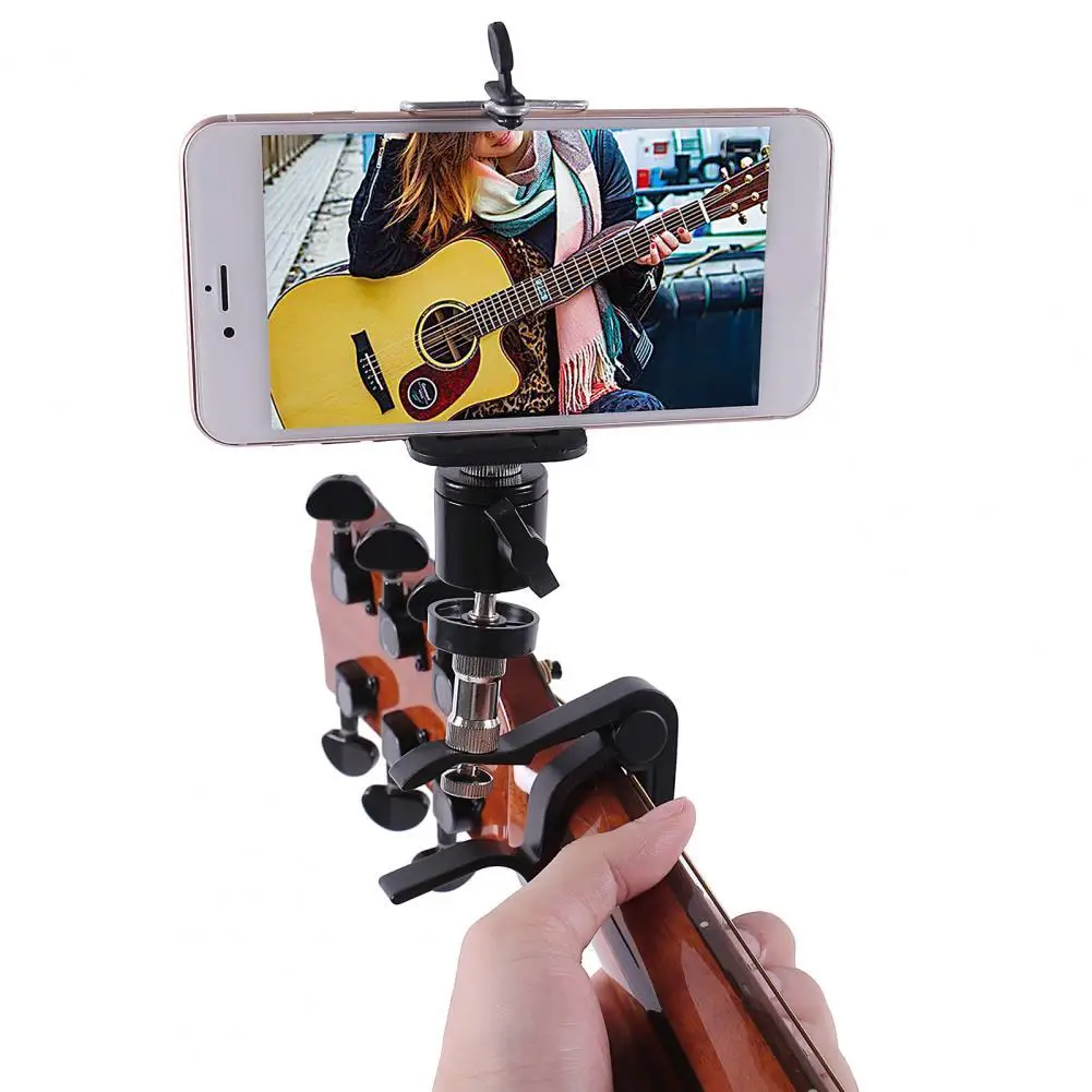 

Guitar Phone Holder Smooth Surface Holds Smartphone Adjustable 2 In 1 Guitar Neck Phone Holder for Electric Guitars