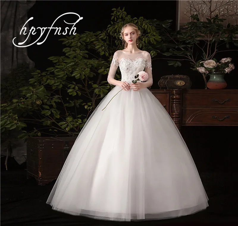Женское свадебное платье с вышивкой HPYFNSH кружевное рукавом три четверти размер C30