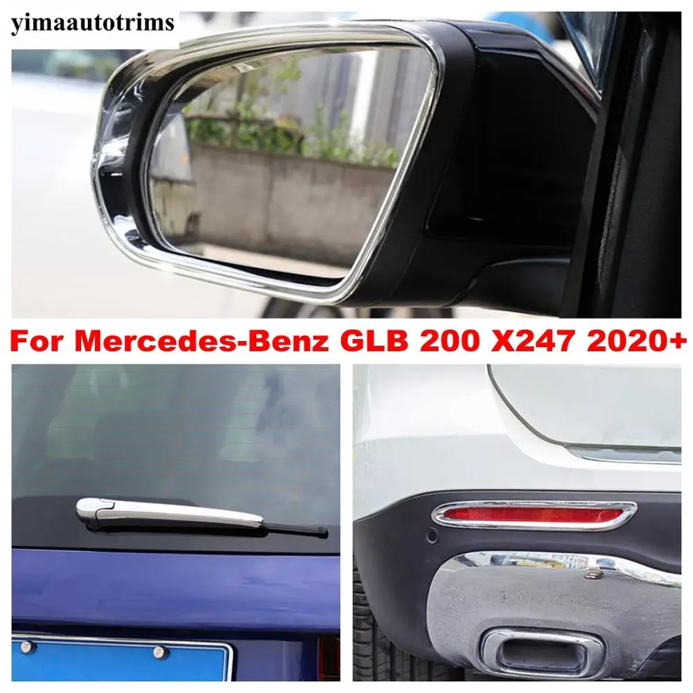 

Car Rearview Mirror Covers Rain Eyebrow Frame Rear Bumper Fog Light Lamp Cover Trim For Mercedes-Benz GLB 200 X247 2020 2022 ABS