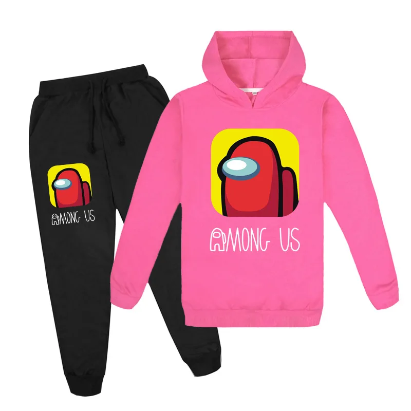 

2021 Hot Style Game Among Us Printed Children Boy Girl Hoodies Suit Long Sleeved Sweatshirt +Casual Sport Pants Set Streetwear