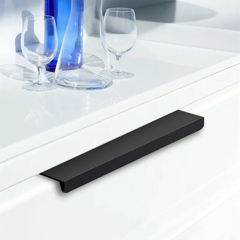 KK&ampFING Aluminum Alloy Black Silver Hidden Cabinet Door Handles Kitchen Cupboard Pulls Bedroom Furniture Handle Hardware |