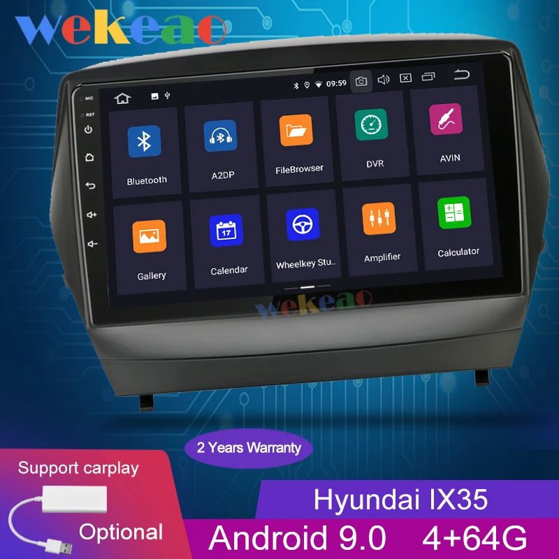 Wekeao сенсорный экран 9 'Ƈ Din Android 0 автомобильный Dvd плеер Автомагнитола для Hyundai