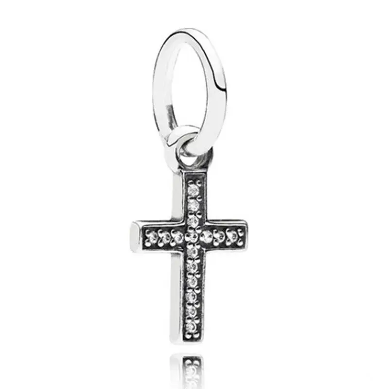 

1Pcs New Pretty Rhinestone Cross Pendant DIY Beads Suitable for Original Pandora Charm Bracelet Ladies Jewelry Making Gifts