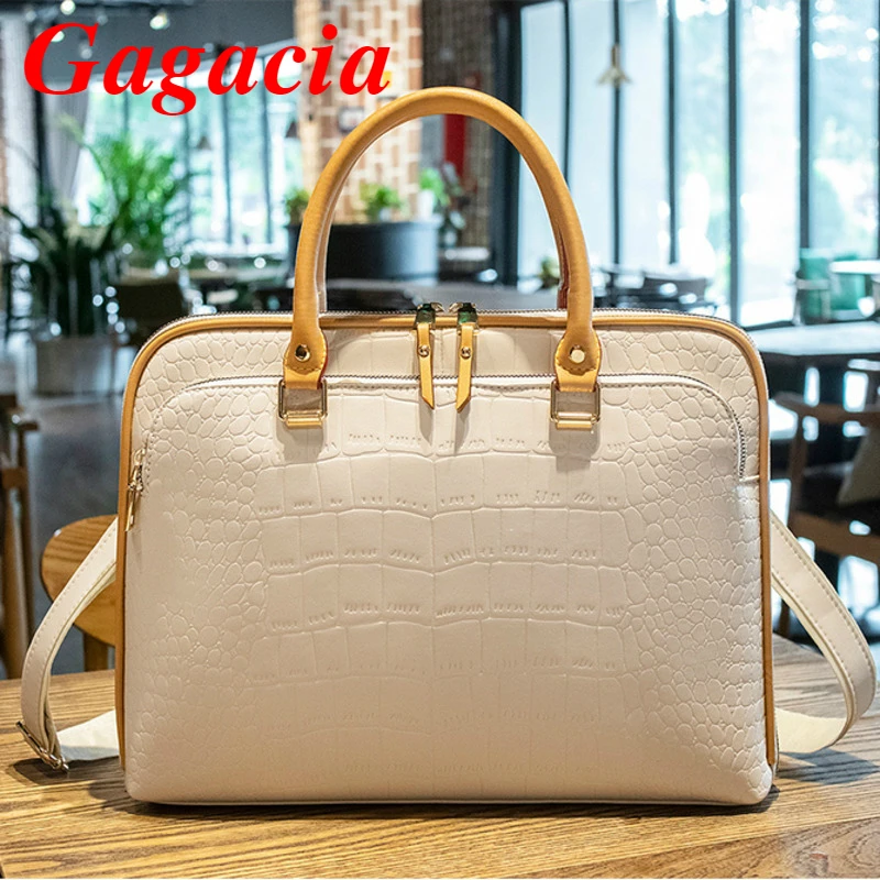 gagacia womans fashion leather handbag 2022 new woman briefcase for 13 inch 14 laptop shoulder bags women work office handbags free global shipping