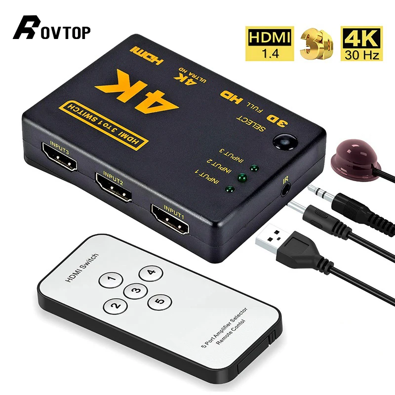 Коммутатор Rovtop 3/5 портов 4K HD1080P переключатель HDMI селектор сплиттер с