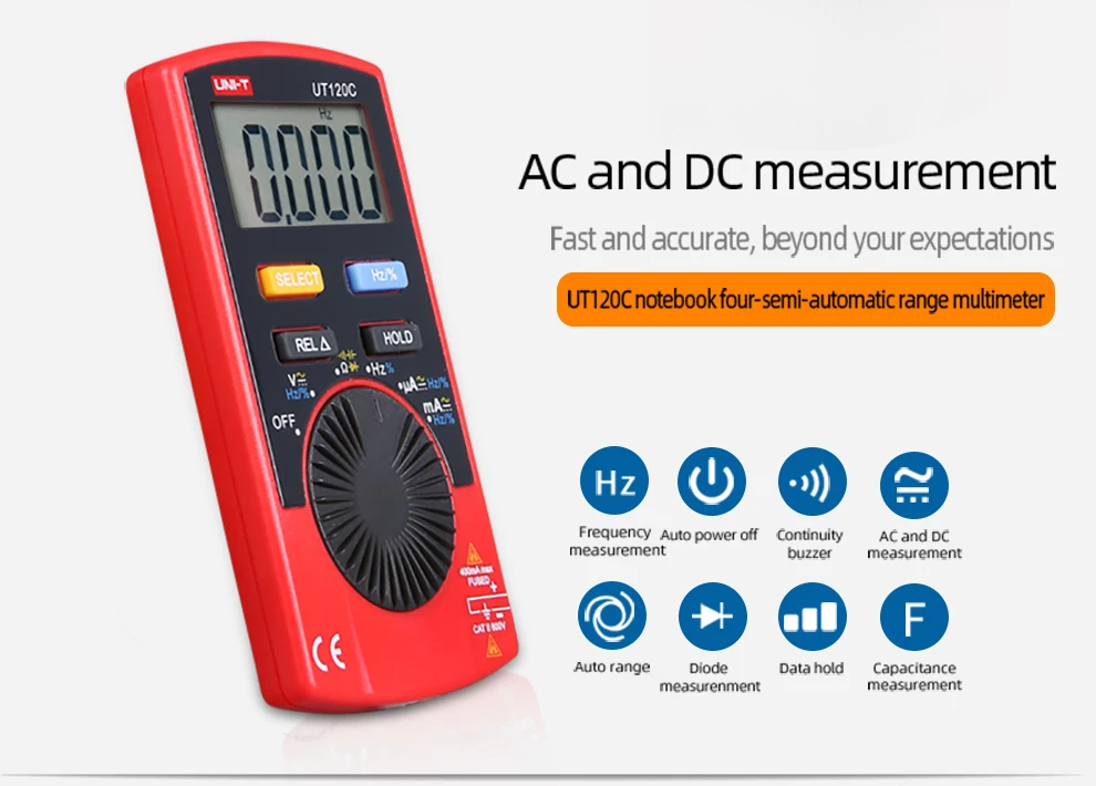 Цифровой мультиметр UT120A/UT120B/UT120C карманный размер автоматическое отключение Авто диапазон 4000 дисплей для DIYers и инженеров