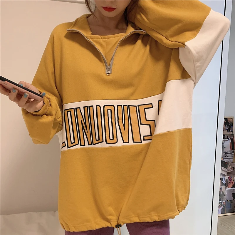 

Waitmore Sweater Women's 2020 Korean Ins Idle Style Thin Stand Collar Top Loose Japanese Style Vintage Coat