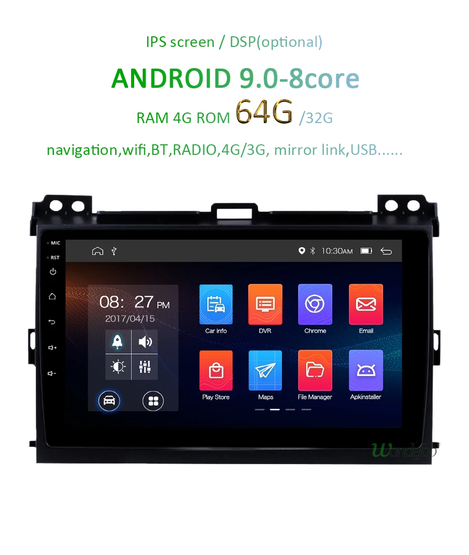 Ips DSP Android 9,0 4G 64G gps мультимедийный экран для Toyota LAND CRUISER Prado 120 Lexus GX470 навигационное радио Восьмиядерный без DVD