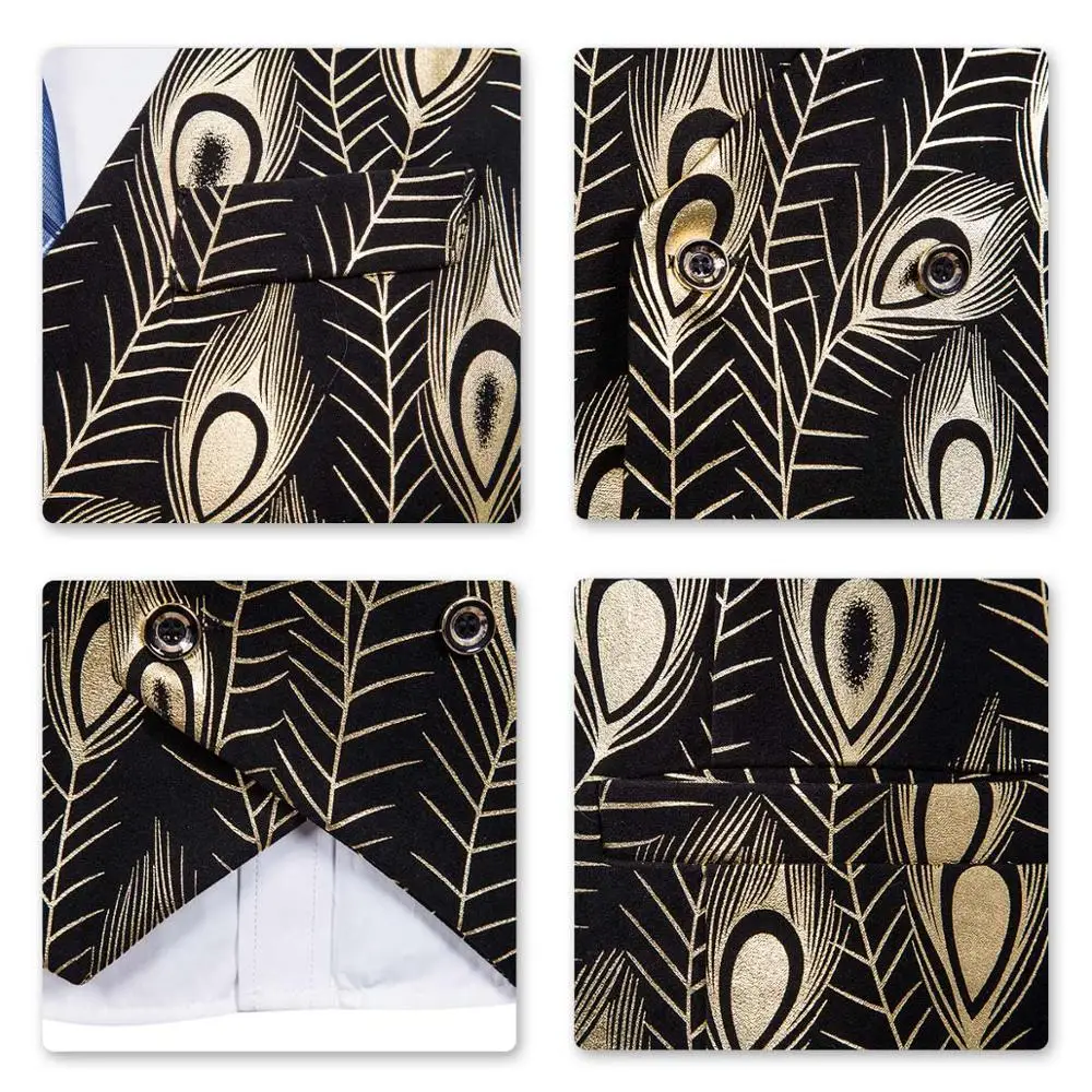 Мужской жилет европейского размера хит продаж с рисунком перьев для свадебной