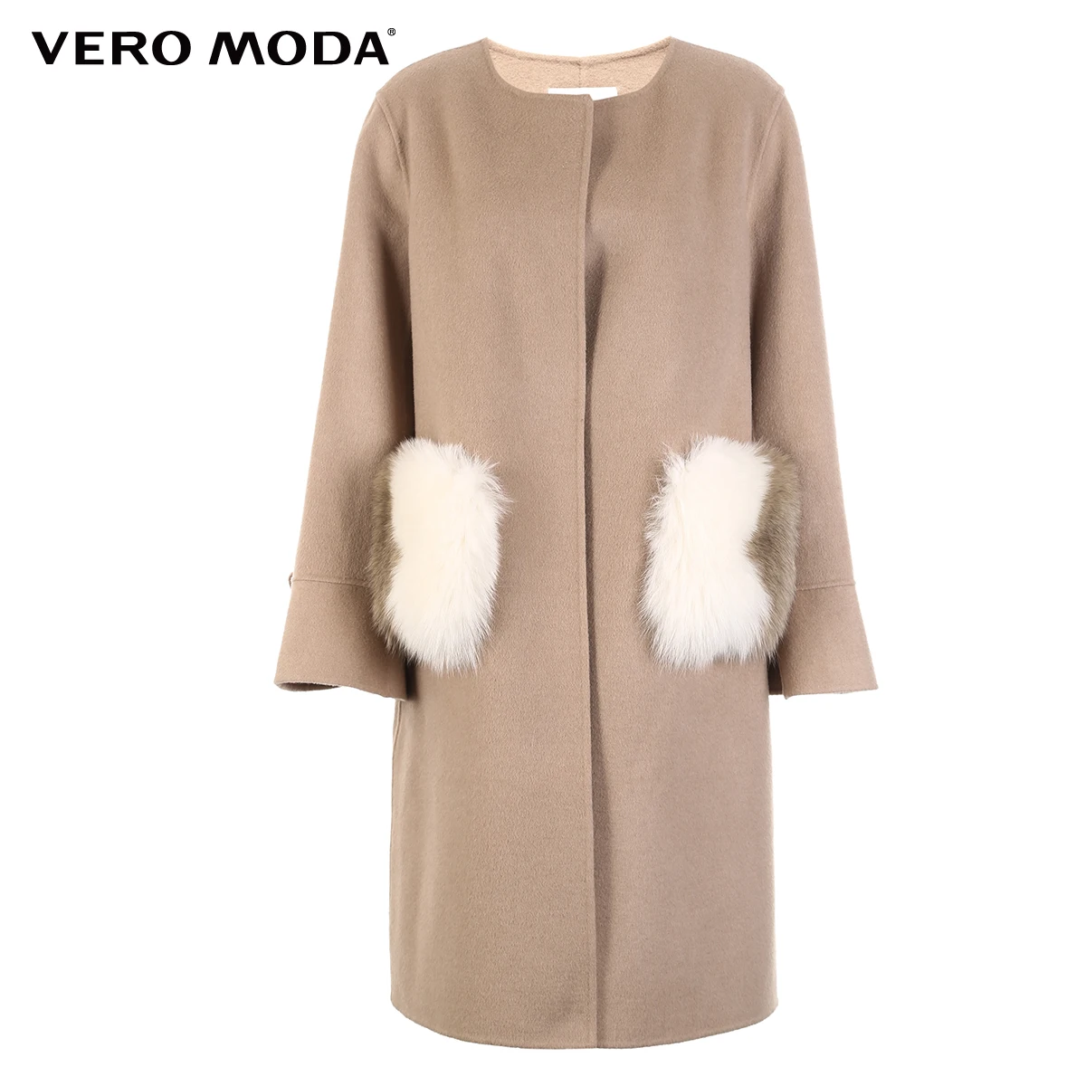 Vero Moda зимнее женское Пальто из лисьего меха карманом пальто женское| 318327553 |