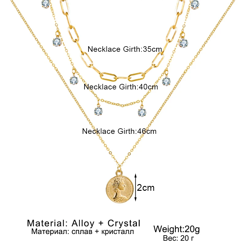 

IFKM Fashion Multi Layer Lock Portrait Pendants Necklaces For Women Gold color Zirconia crystal Necklace New Design Jewelry Gift