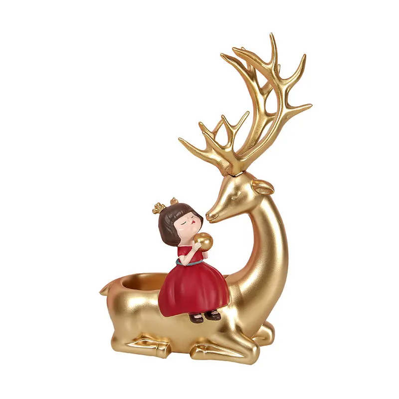 

Creative gifts ins wind deer girl resin crafts ornaments home decoration storage deer ornaments processing