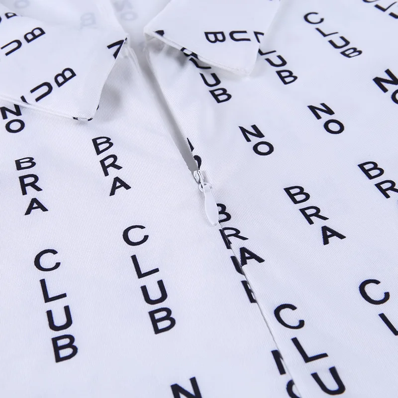 

2020 Women Summer Home Clothes Sexy Short Sleeve Letter Print White Rompers High Street Lady Playsuits