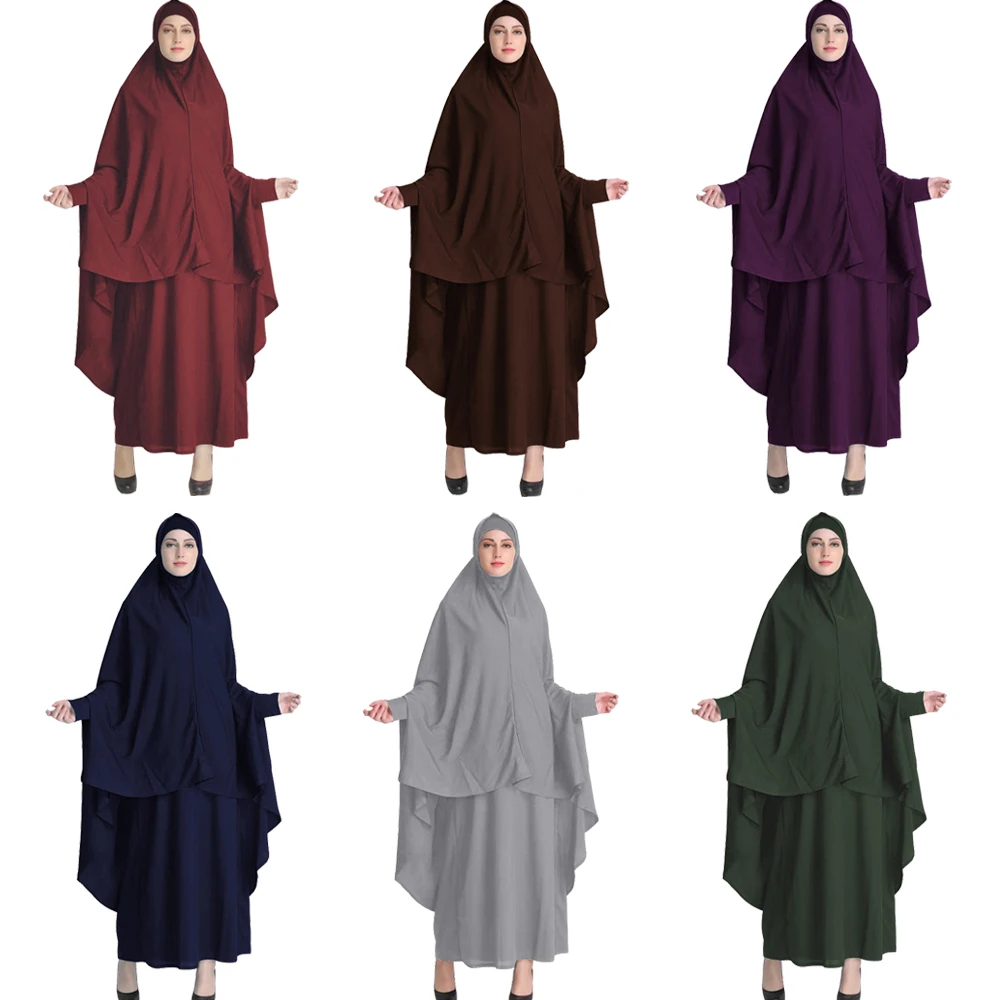 ИД мусульманский комплект одежды для молитвы из 2 предметов, хиджаб, платье, Женская длинная юбка химаба, цзилбаб, абайя, Рамадан, мусульманс...