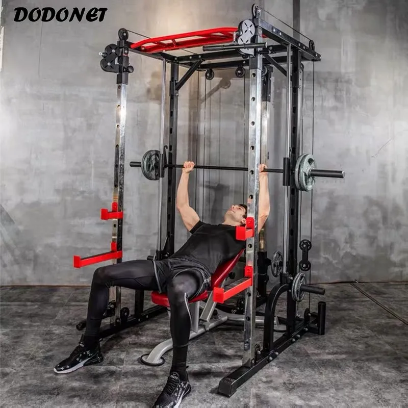 

135KG Steel Material Gantry Frame Fitness Gym Equipment Multi-Function Smith Machine Power Rack