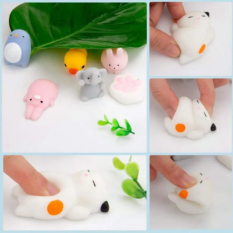 

Ran 30 Pcs Cute Animal Mochi Squishy, Kawaii Mini Soft Squeeze Toy,Fidget Hand Toy for Kids Gift,Stress Relief,Decoration, 30