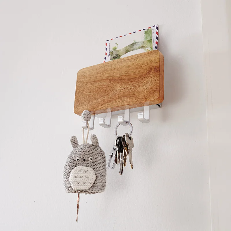 

Decorative Wooden Key Hook Rack Hanger,Mail, Letter and Key Holder Organizer for Entryway, Hallway, Foyer-Wall Mount