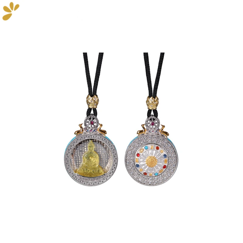 

Natural Blue Amber Sweater Necklace For Women S925 Silver Buddhism Buddha Six-syllable Mantra Pendant Necklace Fine Jewelry Gift