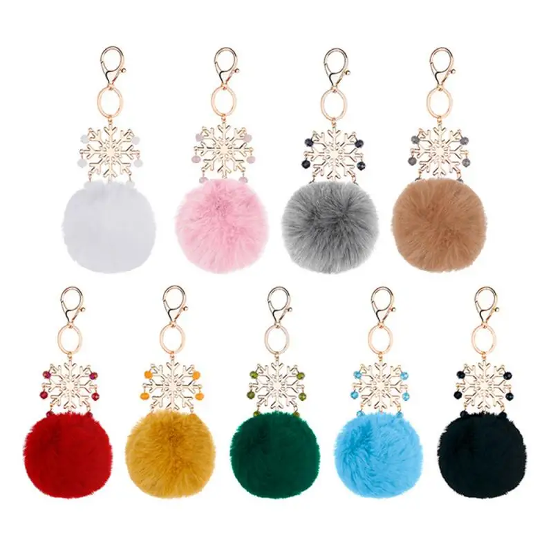 

Car Keychain Christmas Gifts Autumn And Winter Snowball Ball Ornaments Simulation Rabbit Fur Bag Pendant For Friends Gift