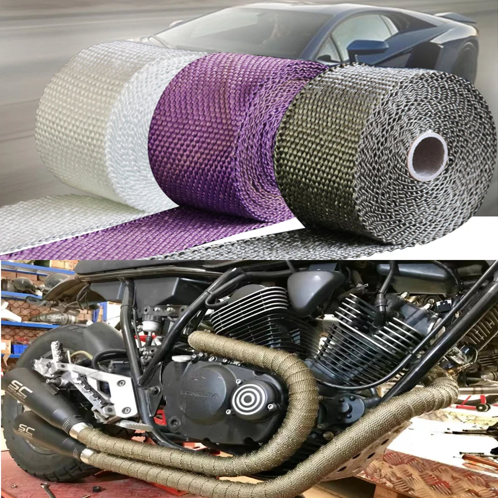 5 см * 5 м 10 м выхлопная тепловая оболочка для мотоцикла термальная выхлопная лента для мотоцикла Стекловолоконная Тепловая лента с нержавею...