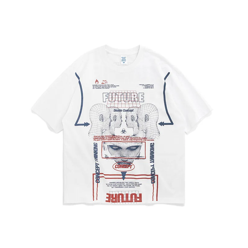 

Fashion Three Dimensional Space Printing Drop Shoulder Sleeve T-Shirt High Street Trend Hip-Hop Cotton Unisex T Shirt NO65