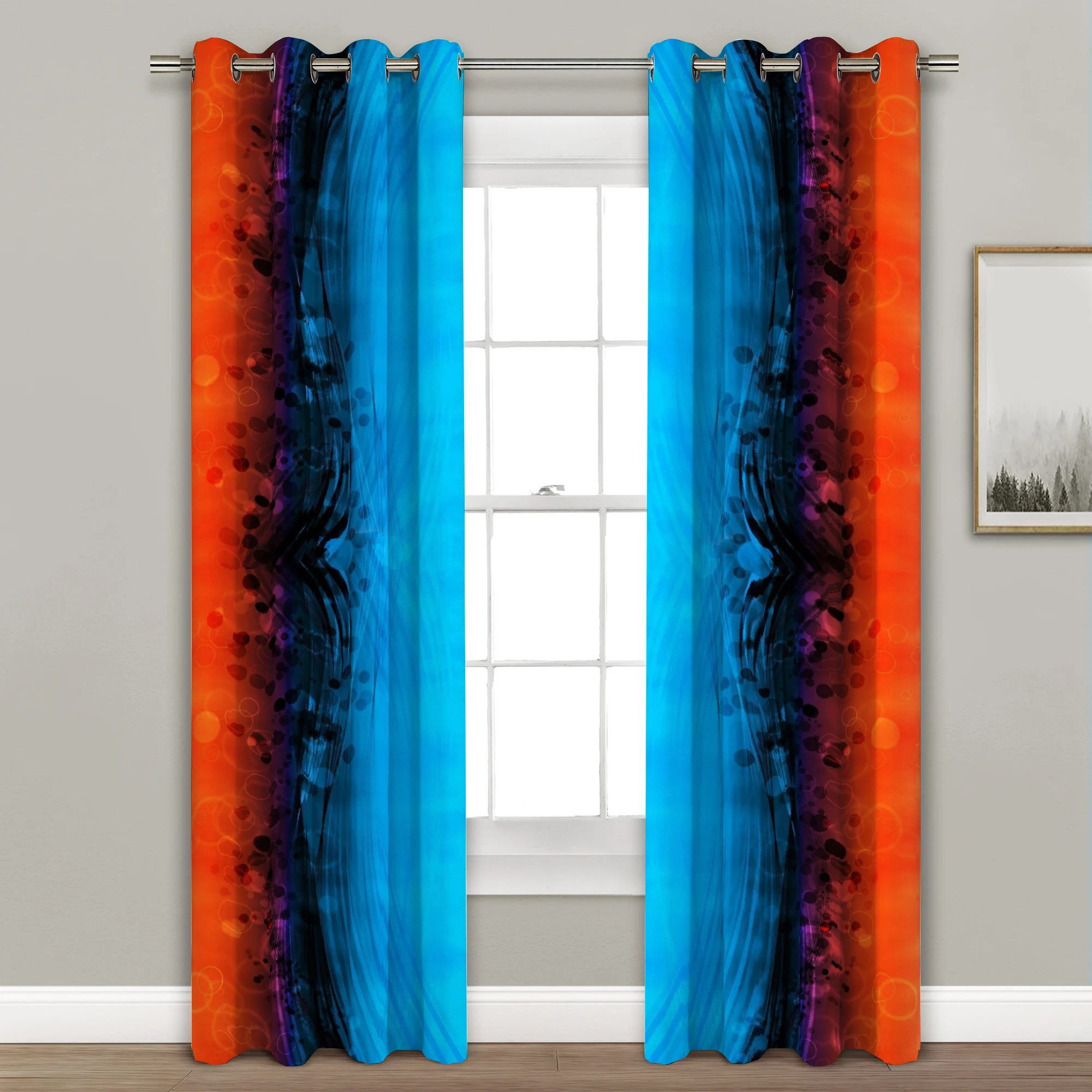 

Colorful Tie Dye Room Darkening Grommet Curtains Thermal Insulated Curtain Window Panel for Bedroom Living Room