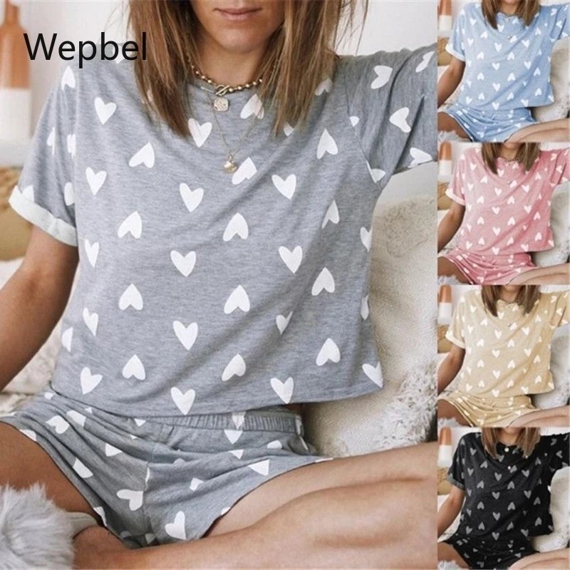 WEPBEL женские повседневные наборы пижам летнее платье с О-образным вырезом пуловер