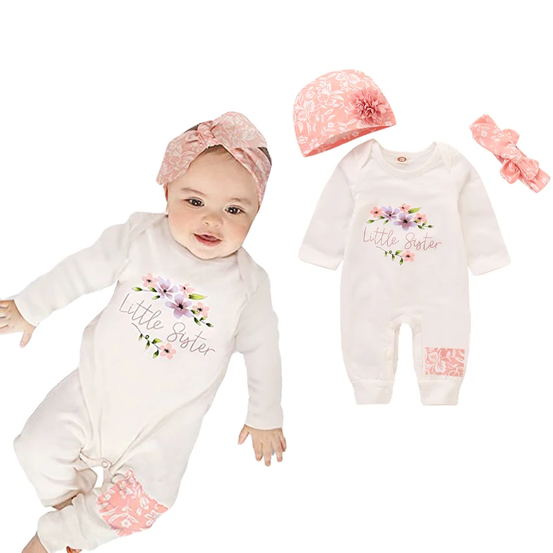 

Baby Girl Clothing Newborn Baby Girl Clothes Infants Baby Girl Little Sister Floral Long Sleeve Romper Baby Girl Outfits