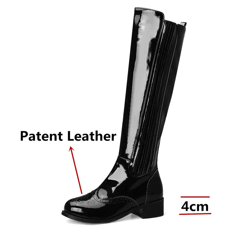 Женские сапоги до колена FEDONAS модные вечерние из лакированной кожи зимние теплые