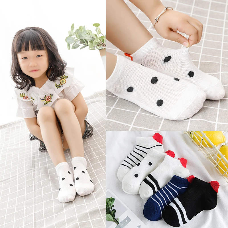 5 пар детских носков с ушками Микки милые носки для маленьких девочек сетчатые