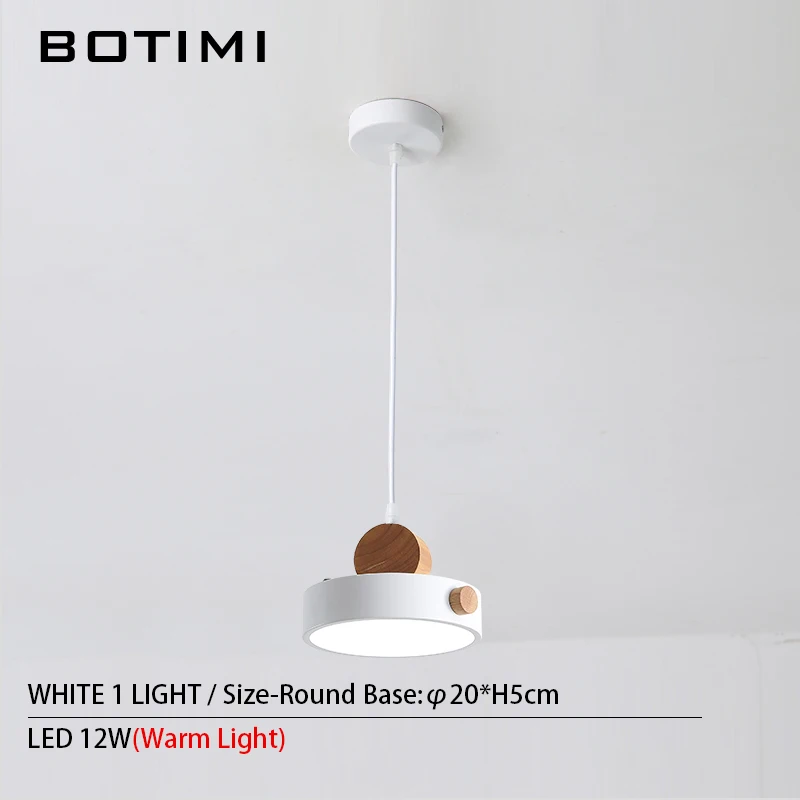 1 Light-White BOTIMI скандинавский светодиодный подвесной светильник с металлическим абажуром для столовой, 220 В, шнур, подвесной светильник, светильник для ресторана - Цвет корпуса: 1 Light-White