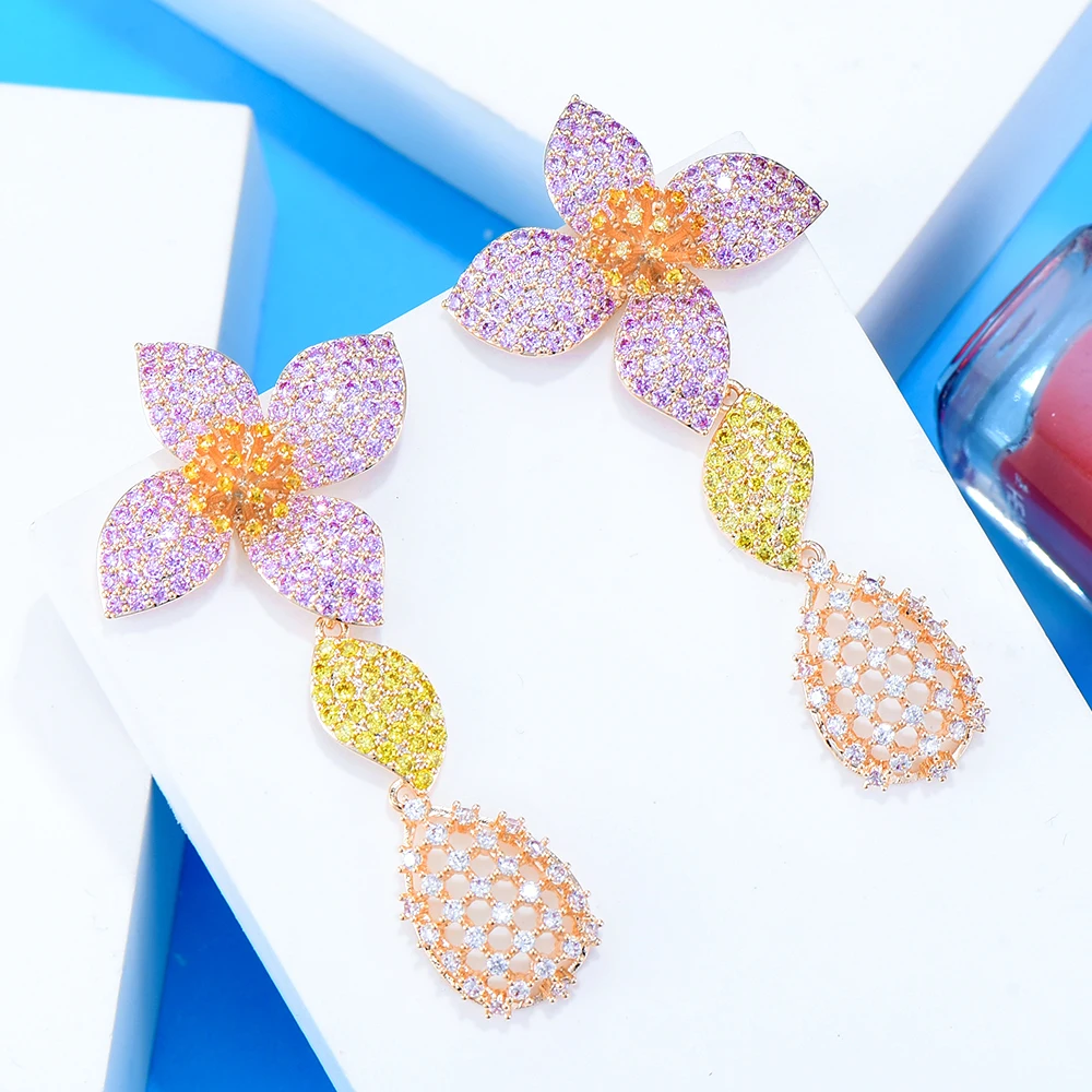 

Модные романтические трендовые оригинальные женские серьги blлацетта с подвесками и цветами для невесты, свадьбы, помолвки, шоу, вечеривече...