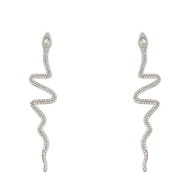

2020 New s925set With Zircon Snake Charm Earrings Temperament Exaggerated Long Earrings Woman Fashion Gift Party Jewelry