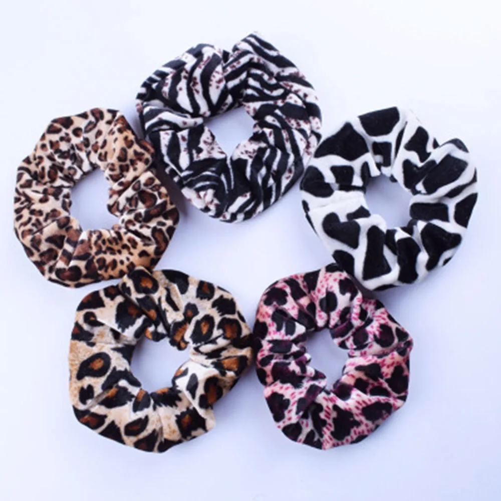 

Leopard Velvet Scrunchies Hair Accessories For Women Girl Elastic Hair Ring Hair tie Ponytail Holder Rubber Hair Band